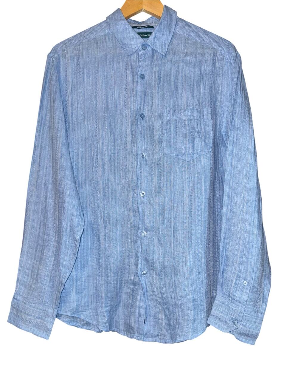 Cubavera 100% Linen Button Up Top Men's Small Beach Costal Vacation Resort